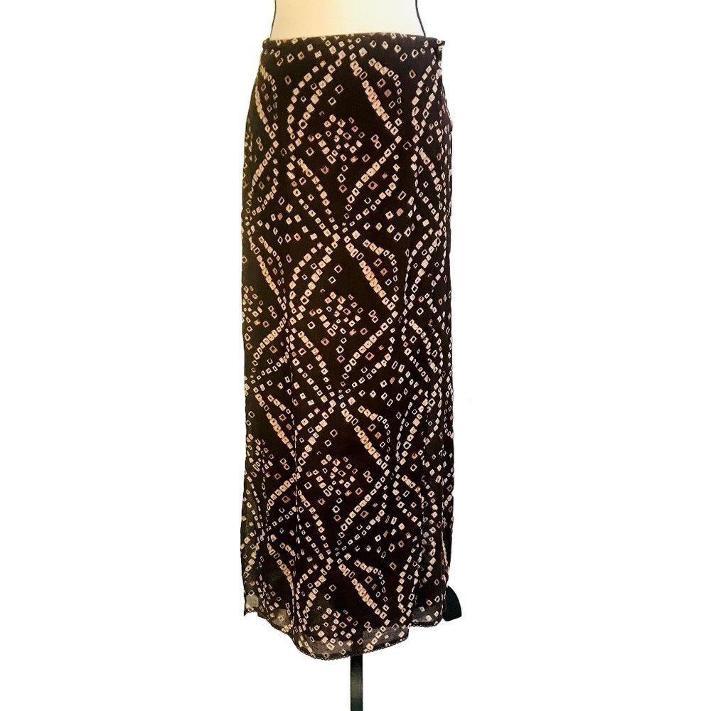 Magazine Brown Print Wrap Maxi Skirt​​